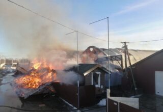 Под Киевом произошел масштабный пожар на пилораме